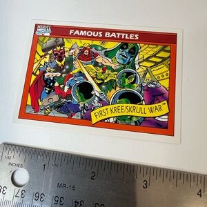 1990 Impel Marvel Universe Series 1 Card 123 Famous Battles 1st Kree/Skrull War